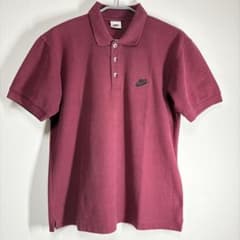 90s　NIKE ポロシャツ　白タグ　ワインレッド　刺繍ロゴ　ワンポイント　Lのサムネイル
