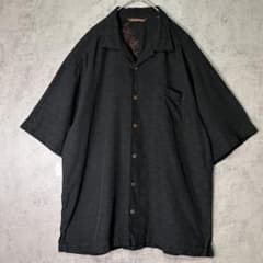 Tommy Bahama 高級シルク アロハシャツ 総柄 開襟 黒 木ボタン - メルカリ