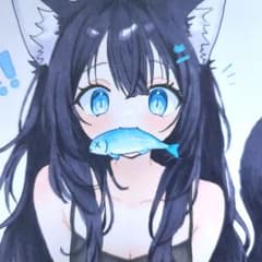 手描きイラスト色紙 オリジナル 猫獣人少女 黒髪ロング - メルカリ