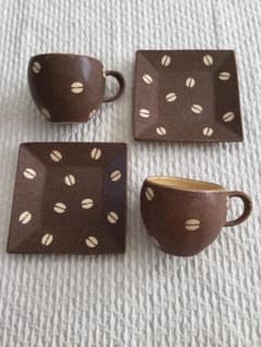 【ちそれ様専用】コーヒー豆柄　ラウンドカップ＆マグカップ＆プレート 8点セットのサムネイル