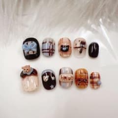 現品♡ネイルチップ　クリスマス　チョコミント　可愛い　韓国　ワンホン　Y2Kのサムネイル