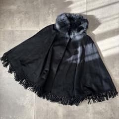 【HIGH SENSE】カシミヤ×ブルーフォックス ポンチョ ベスト 2way 極美品】HIGH SENSE ブルーフォックスファー ケープコート カシミヤ混
