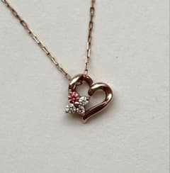 4℃ K10PG ハート ネックレス CZ - メルカリ