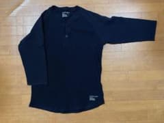 STUSSY ヘンリーネック ロンT 七分丈 ワッフル地 ブラック S～Mサイズ 