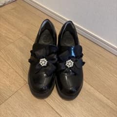 黒 リボン付きローファー Lサイズのサムネイル