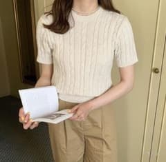 nugu  cable half knit  半袖　ニット　トップス　ホワイトのサムネイル