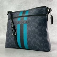 coachコーチpvcショルダーバッグシグネチャーF38402ネイビー - メルカリ