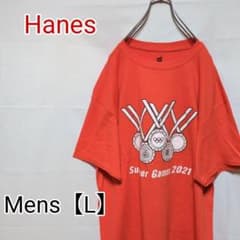 Q13【US輸入】Hanes(ヘインズ)　半袖Tシャツ【メンズL】オレンジ