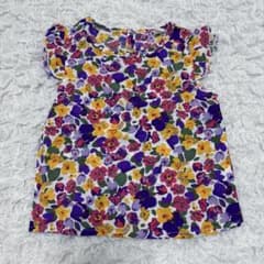 キッズ 花柄 フリル袖 半袖ブラウス 100〜110cmのサムネイル