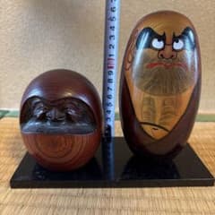木彫り 達磨 置物 2体セット 民芸品 縁起物のサムネイル