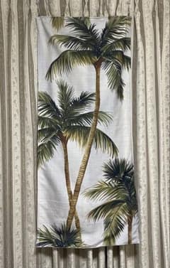 滝汗に！　【ハンドメイド・未使用】　ホットヨガマットタオル　ヤシの木3本