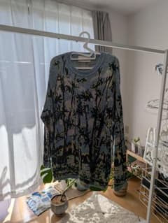 GU beautiful people コラボ 総柄ニット セーター ブルー Lのサムネイル