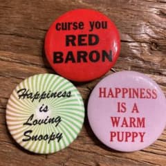 60's ヴィンテージ 缶バッジ スヌーピー ハピネス レッドバロン