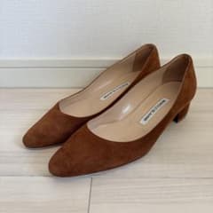 美品 マノロブラニク リストニー スエード キャメルブラウン 36.5