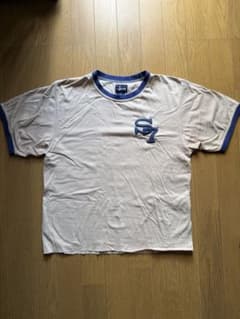 激レア 90s old Stussy リンガーTシャツ Sサイズ ベージュ 短丈のサムネイル