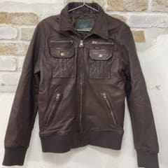 美品 EDWIN やぎ革M ブラウンレザージャケット - メルカリ
