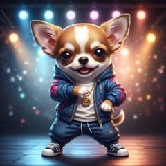 170】ステッカー・缶バッジ・キーホルダー チワワ ヒップホップ ダンス