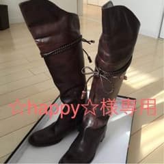 ☆happy☆様専用 フラット 折り返し ニーハイ ロングブーツ 22.5センチのサムネイル