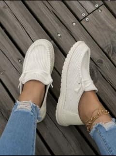 まとめ買い歓迎♡ ホワイトリブ編みスリッポン　26.5cmのサムネイル