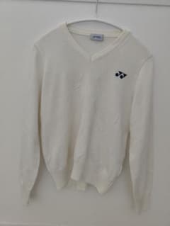 ホワイト Vネック バドミントンウェア Mサイズ