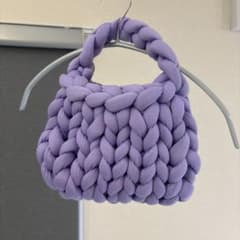 チャンキーニットバッグ パープル ハンドメイドのサムネイル