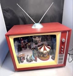 クリスマス レトロTV ミュージカルマシーン テレビ型オルゴール 冬の