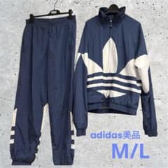 【美品】 ナイロン セットアップ 紺×白 M/Lサイズ 美品】adidas ナイロン セットアップ 紺×白 M/Lサイズ - メルカリ