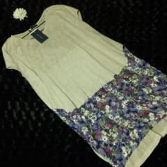 春物新品＊無地×花柄切替チュニックのサムネイル