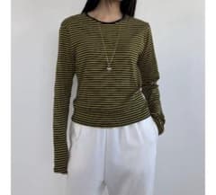 Didot.showroom マルチカラーボーダーロンT オリーブのサムネイル