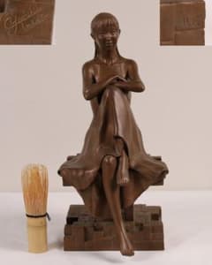 高岡銅器 稲田喜秀 プロムナード 限定31/750 鋳銅製 置物 女性 M878 高岡銅器 稲田喜秀 プロムナード 限定31/750 鋳銅製 置物 女性