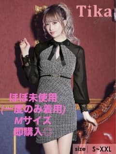 TIKA シースルーツイードリボンタイトミニドレスのサムネイル