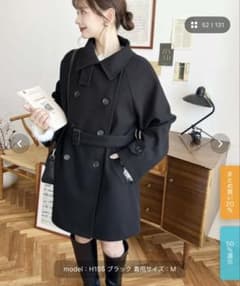 【美品】moment＋ ミドル丈トレンチコート ブラック M レディースのサムネイル