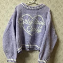 キッズ 長袖セーター パープル ハート柄のサムネイル