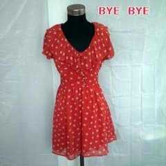 Bye Bye☆袖フリルドット花柄ワンピのサムネイル