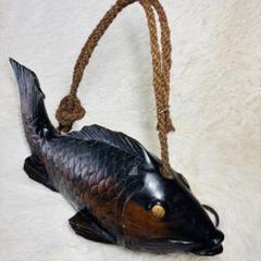 魚横木 自在鉤 魚 自在 木製 木彫 錦鯉 鯛 囲炉裏　咥え玉　時代物　古道具 魚横木 自在鉤 魚 自在 木製 木彫 錦鯉 鯛 囲炉裏 咥え玉 時代物