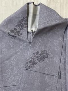 薄紫色　ウール混着物　単衣のサムネイル