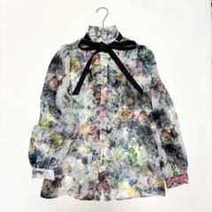Sov. フラワーシフォンボウタイブラウス リボン ブラウス ソブ 花柄 