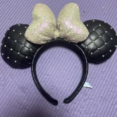 ミッキー耳カチューシャ 黒と金色のリボンのサムネイル