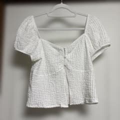 H&M ホワイト パフスリーブ トップス Lのサムネイル