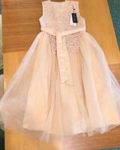 Brand new with tags, Kuyiyasu kids' formal dress, beige.
