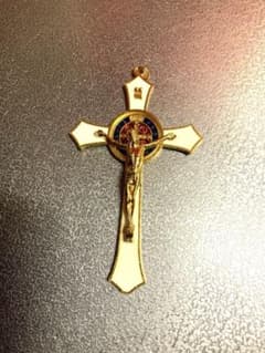十字架ロザリオ(ホワイトゴールド新品)クリスマスギフト・ペンダントキーホルダーのサムネイル