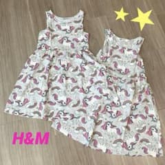 ★H&M ユニコーン柄ノースリーブワンピース 2枚セット　双子ちゃん♡のサムネイル
