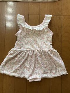 女の子向け花柄フリル水着　名前記入ありのサムネイル