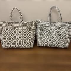Excellent condition Mercado bags, silver and gold, set of 2.