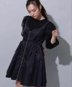 美品⭐︎Rirandture sweetコラボ フロントジップタフタミニワンピースのサムネイル