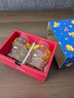 미사용품 물 마시는 쌍 유리 pokémon time 피카츄와 히멘카