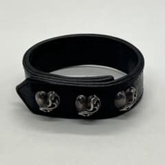 クロムハーツ 3ボタン2スナップ ブレスレット ハートボタン レザー 