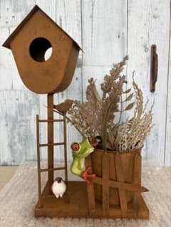 サビサビ 鉄製ガーデンオブジェ 鳥小屋 プランター - メルカリ 0611-054 木製プランター付き鳥小屋オブジェ