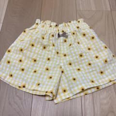 ひまわり柄 ギンガムチェック ショートパンツ 100cmのサムネイル