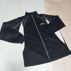 ASICS　アシックス　ジャージ　上　黒　白　ゴールド　L　スポーツ　おしゃれのサムネイル